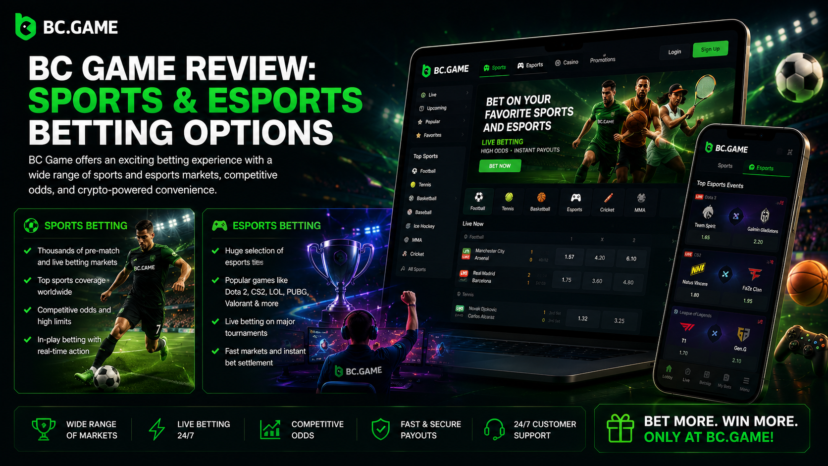 Sports and eSports Betting Options BC Game for Indian Gamblers