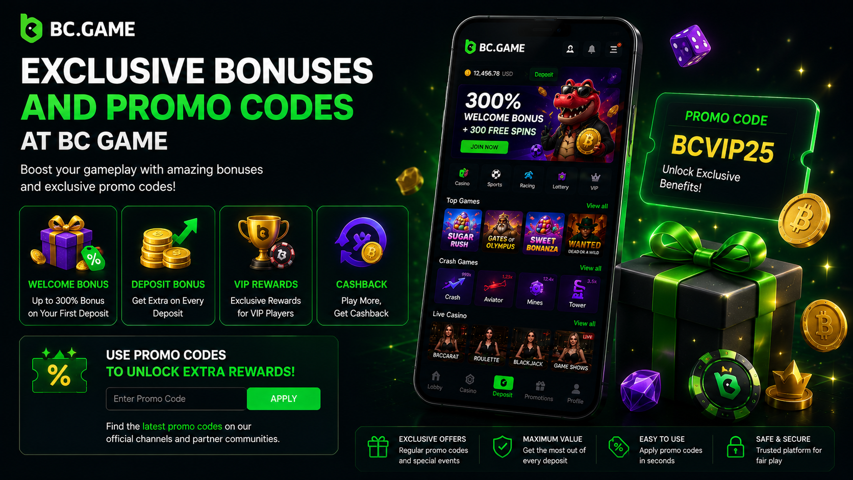 Exclusive Bonuses and Promo Codes at BC Game for players from India