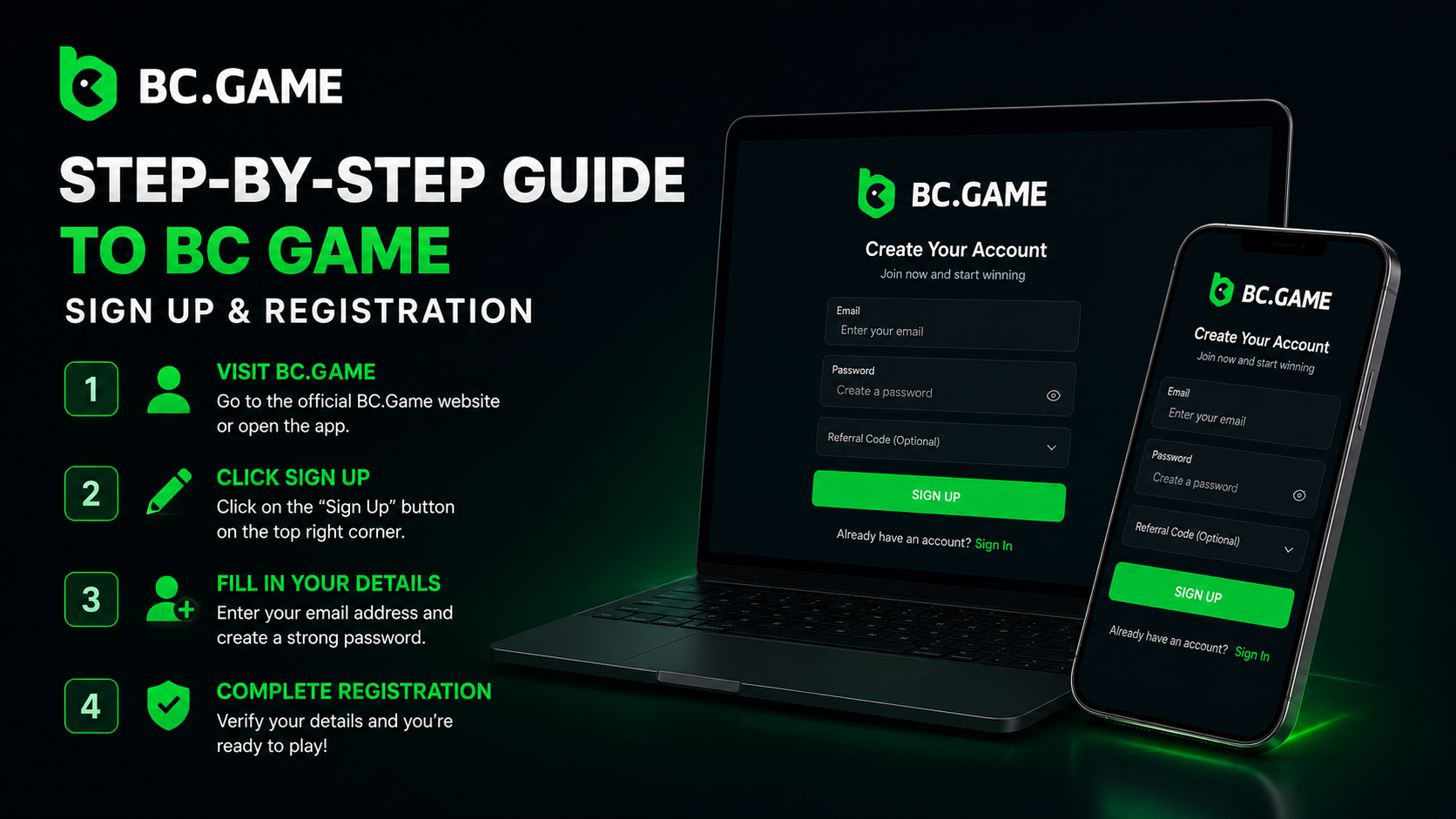 Step-by-step guide to registering and playing BC Game for players from India