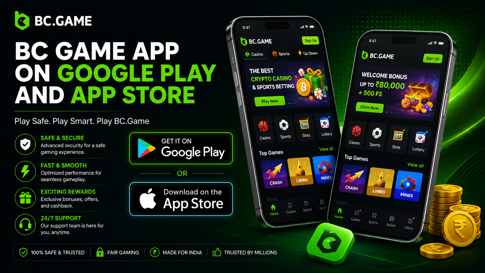BC Game App on Google Play and App Store