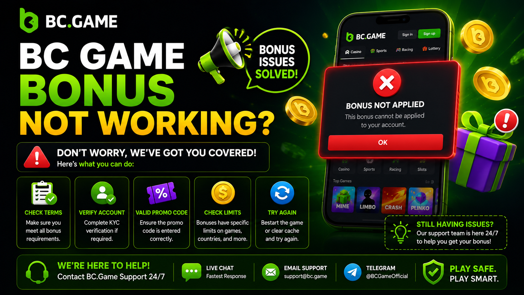 BC Game Bonus Not Working