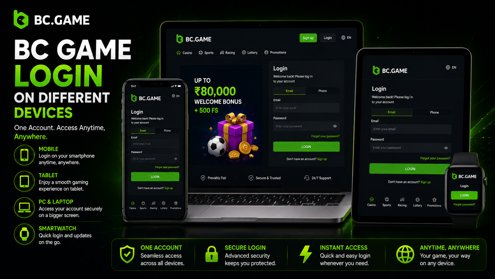 BC Game Login on Different Devices