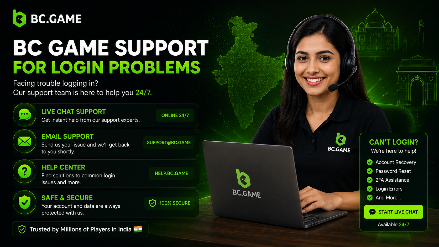 BC Game Support for Login Problems